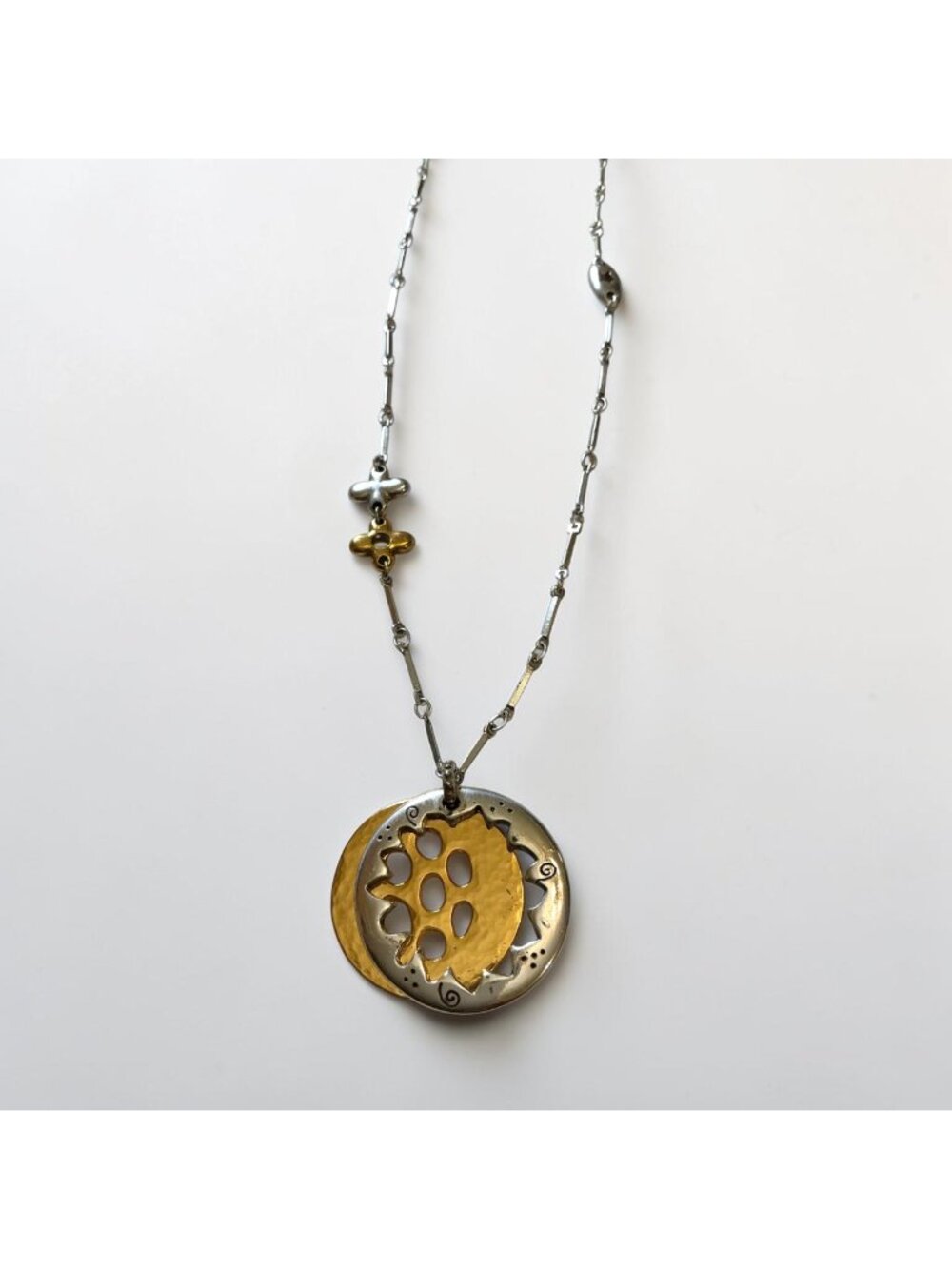 Brighton Meadow Garden Necklace Adjustable Mixed Metal Pendant Jewelry